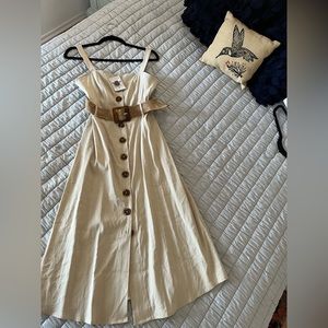 NWT Forever21 Tan Linen belted dress